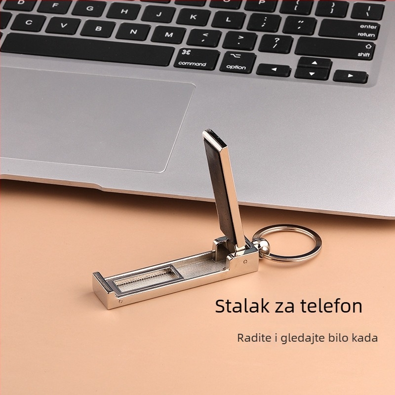 Ključevnica s držalom za telefon – cinkova legura, moderni minimalistički stil, prijenosno i izdržljivo, na stolu