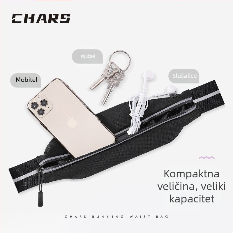 Sportska pojasna torba za trčanje, lagana torbica za telefon, unisex, za vanjski maraton, vodootporna i tanka, model B018A