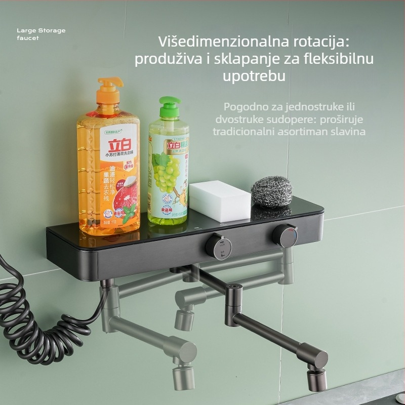 Zidni kuhinjski faucet od čiste bakra, miješajući s keramičkim diskom, 0–90°C, normalan tlak