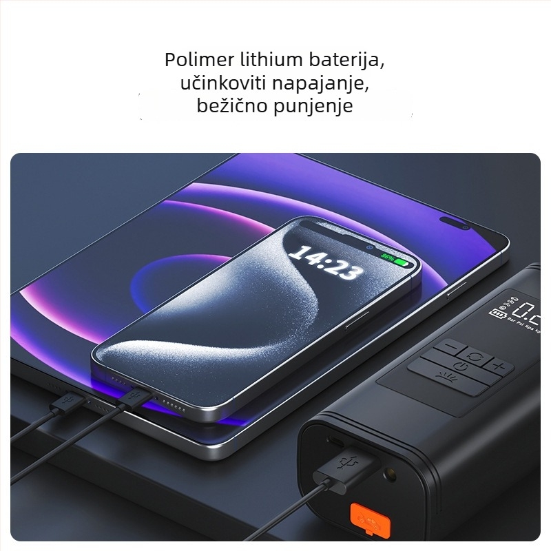 Chongteng automobilska pumpa za gume s ugrađenim starterom i litijskom baterijom, 12V, 120W, 40 L/min