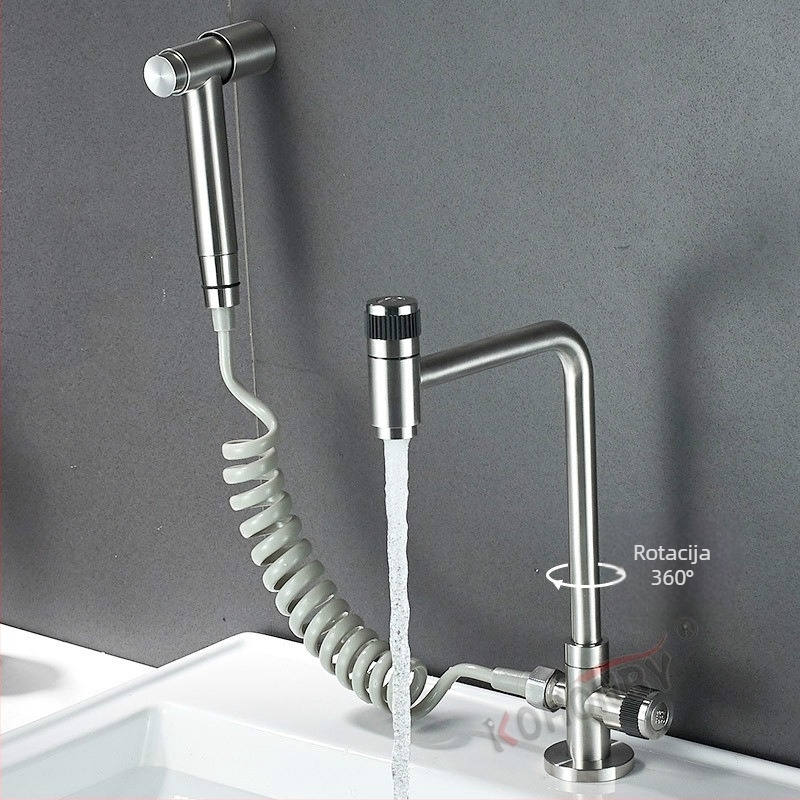 Kuhinjski faucet s 360° rotacijom, jednoručni, nehrđajući čelik, keramički kartridž, model SK-8634