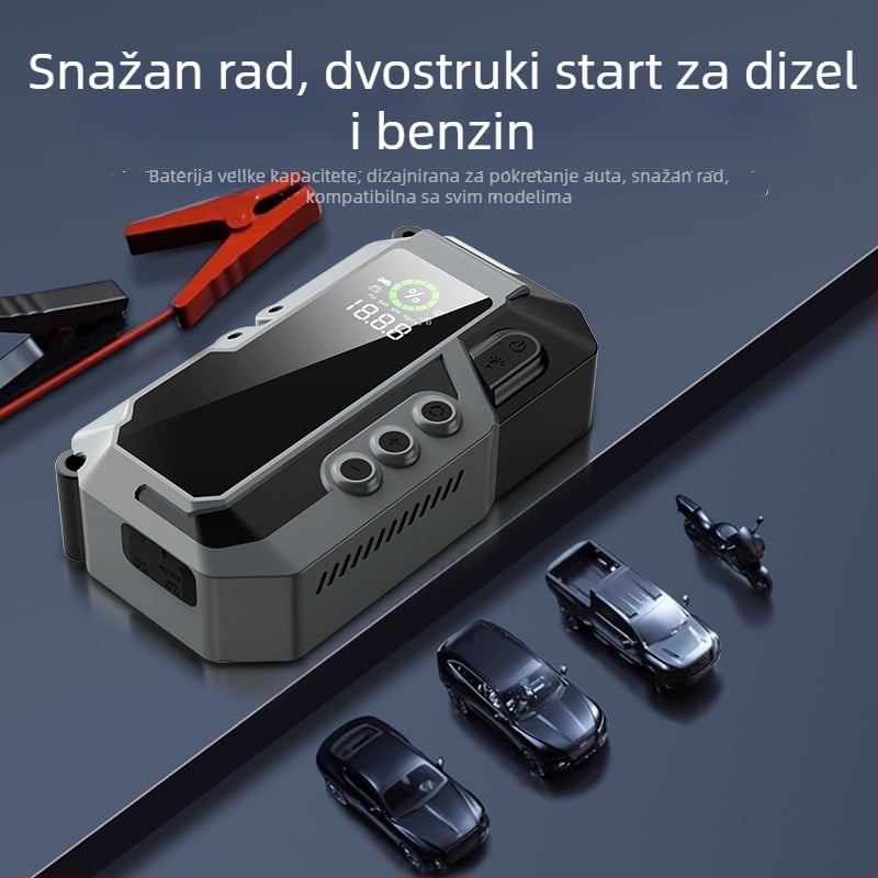 Auto hitni startač s 12V izlazom, 5V ulazom, ugrađenom pumpom za zrak, litijskom baterijom, velikim kapacitetom