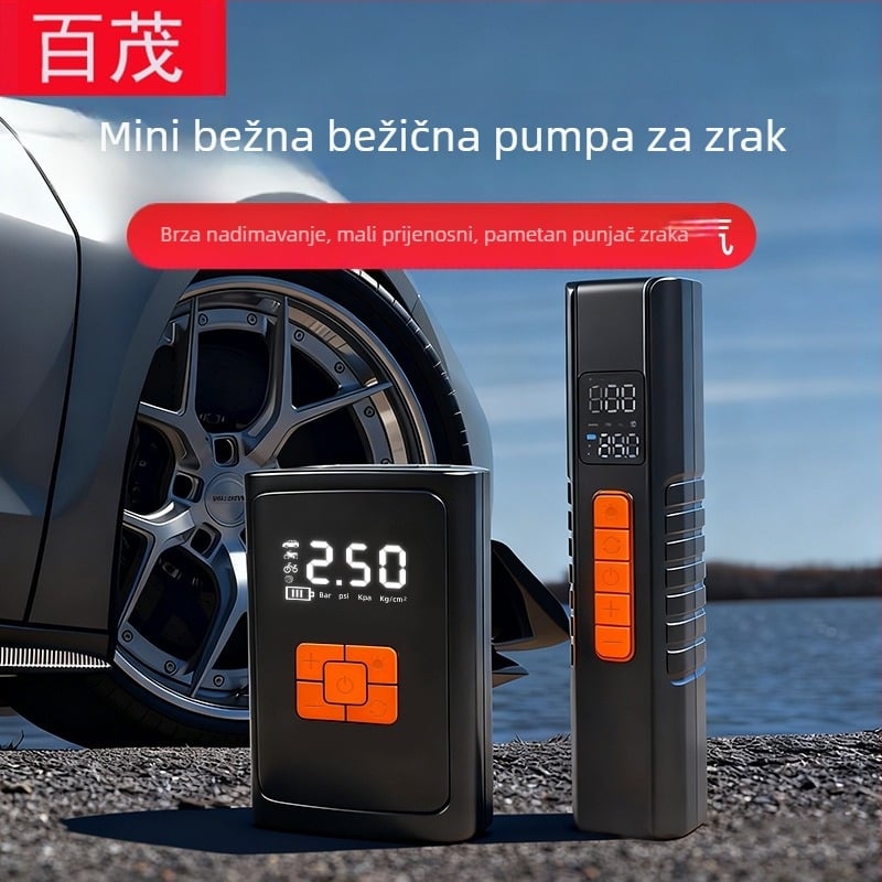Automobilska pumpa za gume s digitalnim prikazom - punjiva 12V, jednocilindrična, 30 L/min