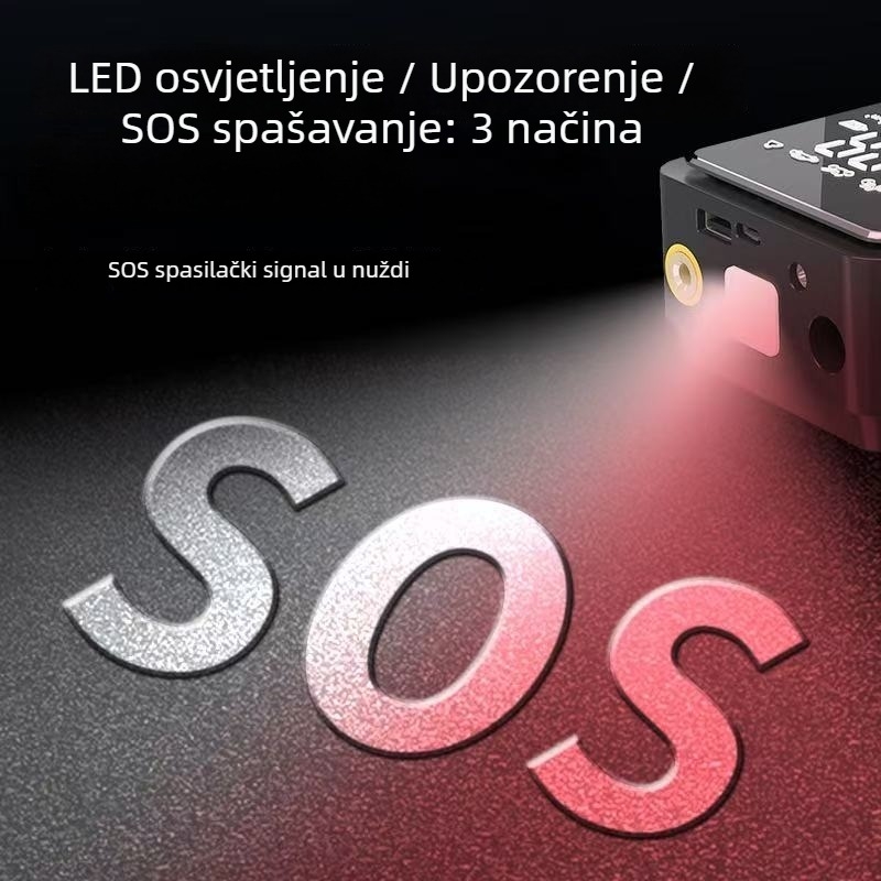 Prijenosna automobilska pumpa za zrak s digitalnim zaslonom - 12V, 100W, 25 L/min, 450 g