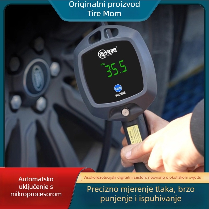 Digitalni mjerač tlaka u gumama automobila s digitalnim zaslonom, raspon 0-200 psi, više jedinica, preciznost 0,01
