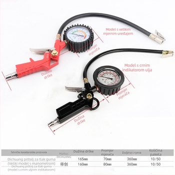 Dichuang Mjerač tlaka u gumama – visoka preciznost, raspon 0-230 PSI, točnost 0.01 PSI, kućište od aluminijske zlitine