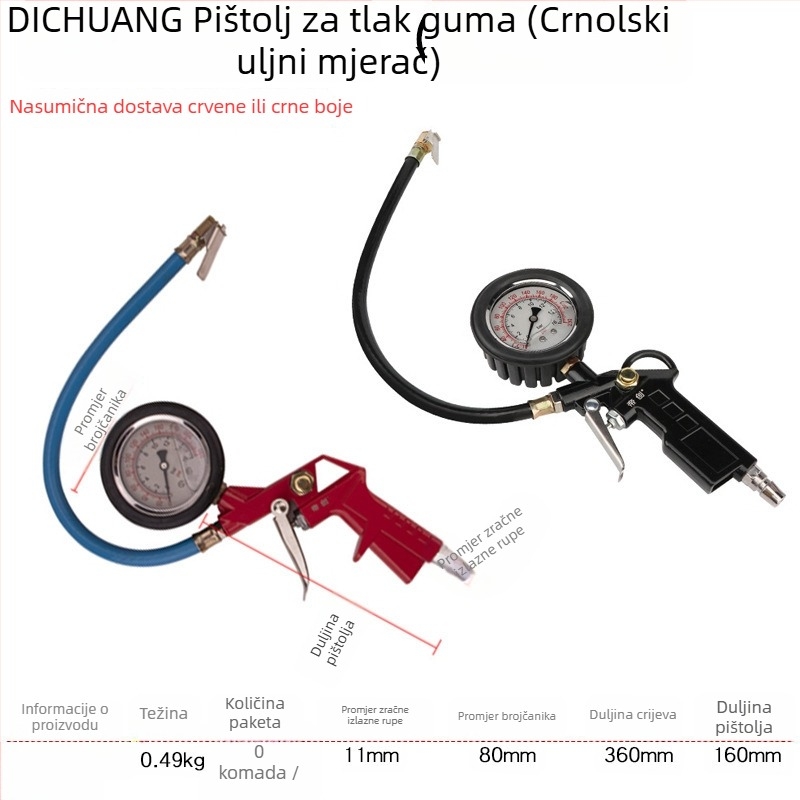 Dichuang Mjerač tlaka u gumama – visoka preciznost, raspon 0-230 PSI, točnost 0.01 PSI, kućište od aluminijske zlitine