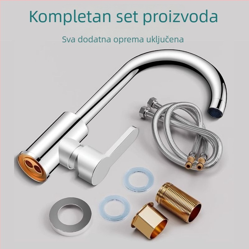Kuhinjski slavine za toplu i hladnu vodu, 2-u-1 sudoper za pranje povrća i posuđa, plastično-čelični i nehrđajući čelik, kućna upotreba