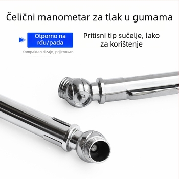 Mini mjerač tlaka guma, čelično kućište, raspon do 180 kg/cm², točnost ±0.02 kg/cm², težina 0.02 kg, bez baterije