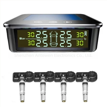 Solarni bežični TPMS za automobile, RV i SUV – digitalni mini mjerač tlaka u gumama, raspon 0-8 bar, visoka preciznost