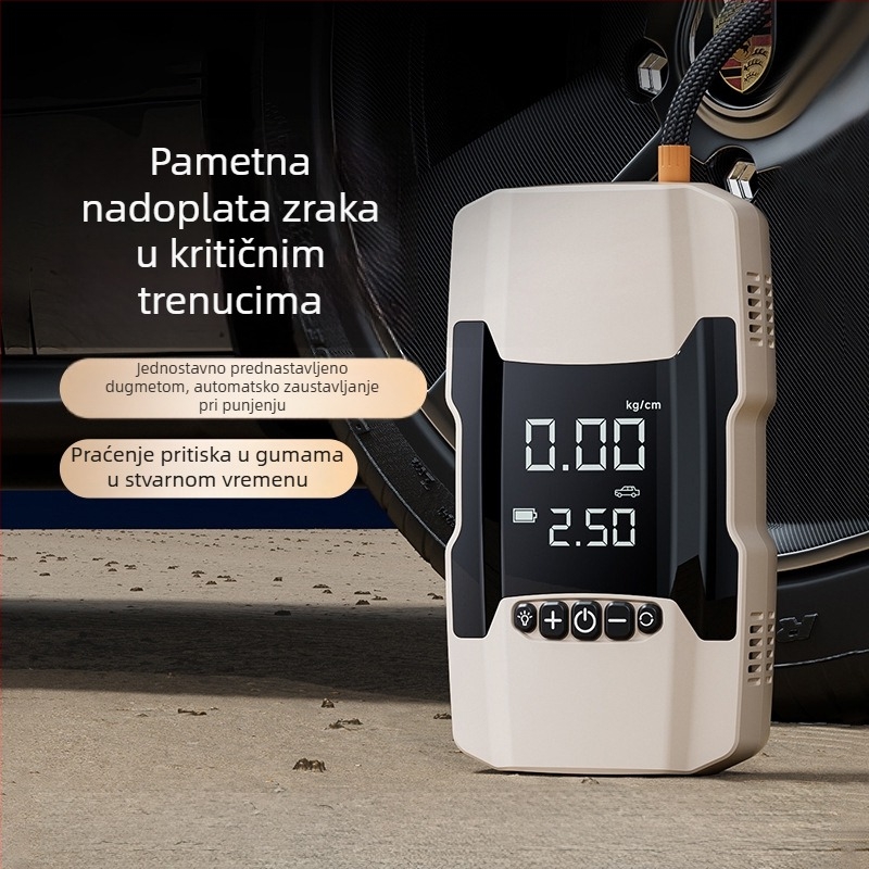 Kafila 602 Prijenosno auto-izvor napajanja za nužno pokretanje i prijenosna pumpa za zrak s digitalnim zaslonom, punjivo, 12V, 180W, 70 L/min