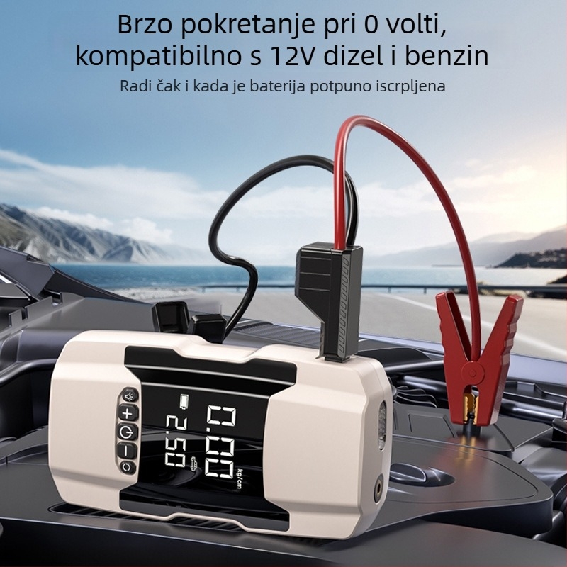 Kafila 602 Prijenosno auto-izvor napajanja za nužno pokretanje i prijenosna pumpa za zrak s digitalnim zaslonom, punjivo, 12V, 180W, 70 L/min