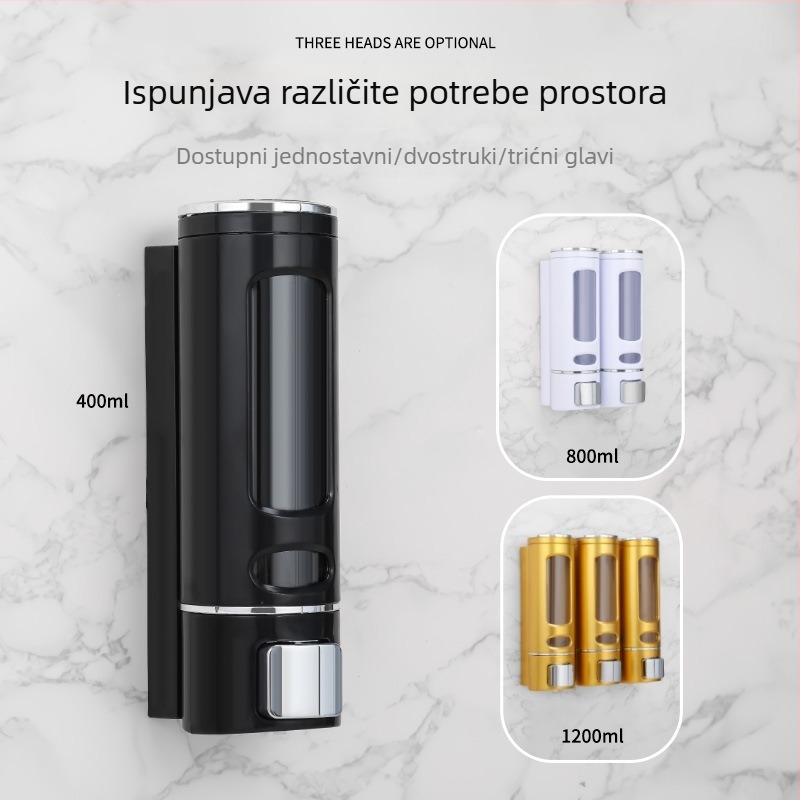 Dozator sapuna 400 ml, zidni, 1/2/3 glave, ABS, ručno pritiskanje