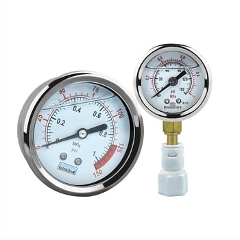 Tlakomjer za pročišćivač vode — nehrđajući čelik, napunjen uljem, za uređaje za pročišćavanje vode