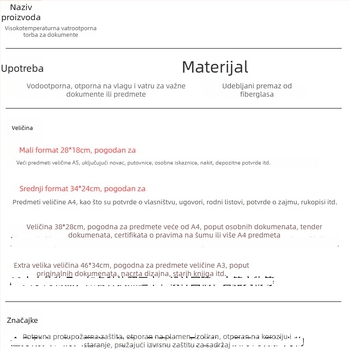 Kaixiu vatrootporna torba za dokumente — materijal otporan na vatru, zatvarač, nagnuti oblik