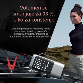 Automobilski uređaj za nužno pokretanje s usisavačem, kompresorom za zrak i digitalnim zaslonom (14.8V, 120W, 70 L/min, USB napajanje)