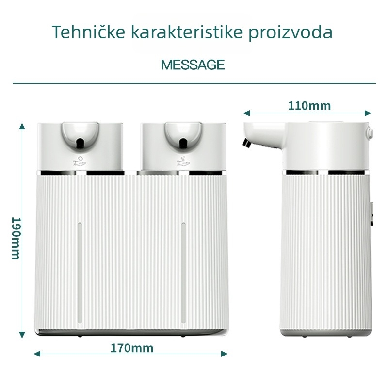 M11 dvostruki indukcijski dozator sapuna, zidni, ABS, CE certifikat, 715 g