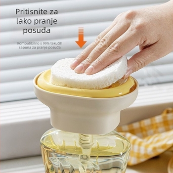 Dispenzer tekućeg sredstva za pranje posuđa za kuhinju – ručno pritiskanje, PP materijal, glatka završna obrada, svijetao luksuzni stil, težina 90 g
