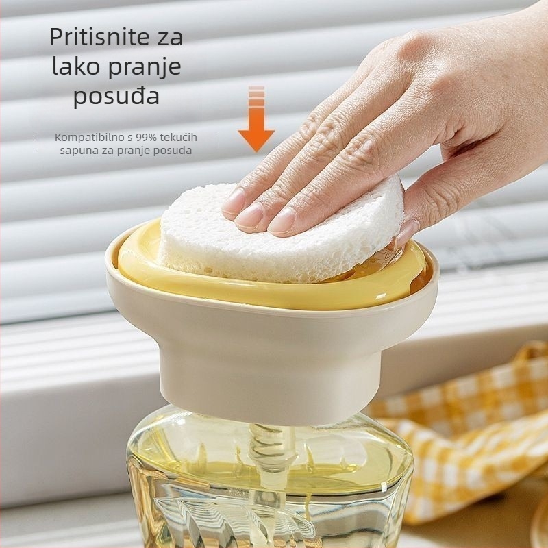 Dispenzer tekućeg sredstva za pranje posuđa za kuhinju – ručno pritiskanje, PP materijal, glatka završna obrada, svijetao luksuzni stil, težina 90 g