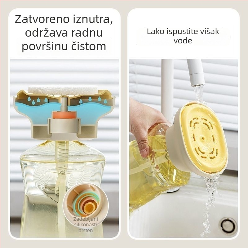 Dispenzer tekućeg sredstva za pranje posuđa za kuhinju – ručno pritiskanje, PP materijal, glatka završna obrada, svijetao luksuzni stil, težina 90 g