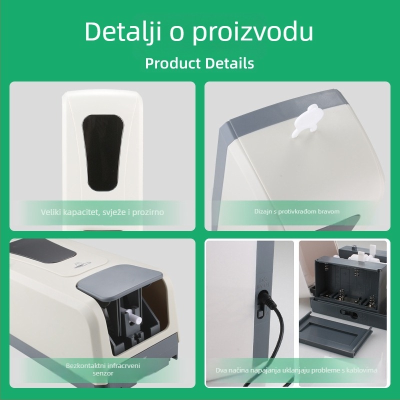 Zidni ručni dozator sapuna za hotel – ABS+PC, ručna pumpa, moderan minimalistički dizajn