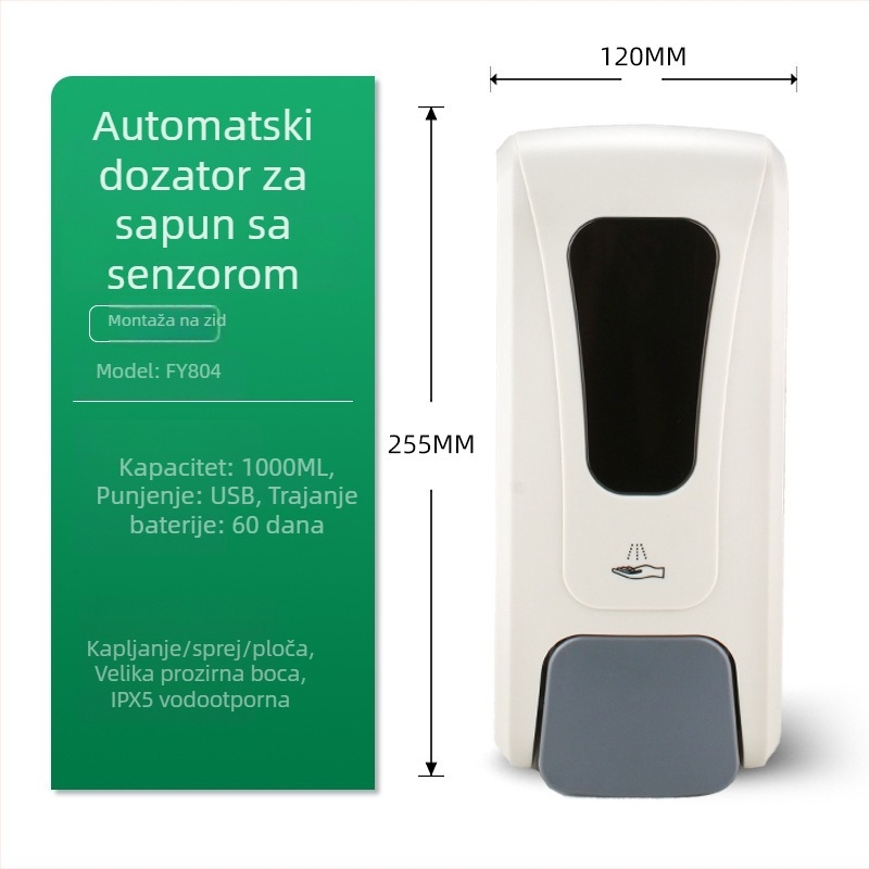 Zidni ručni dozator sapuna za hotel – ABS+PC, ručna pumpa, moderan minimalistički dizajn