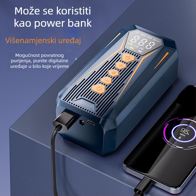 Bežična prijenosna pumpa za zrak u automobilu i biciklu s digitalnim zaslonom