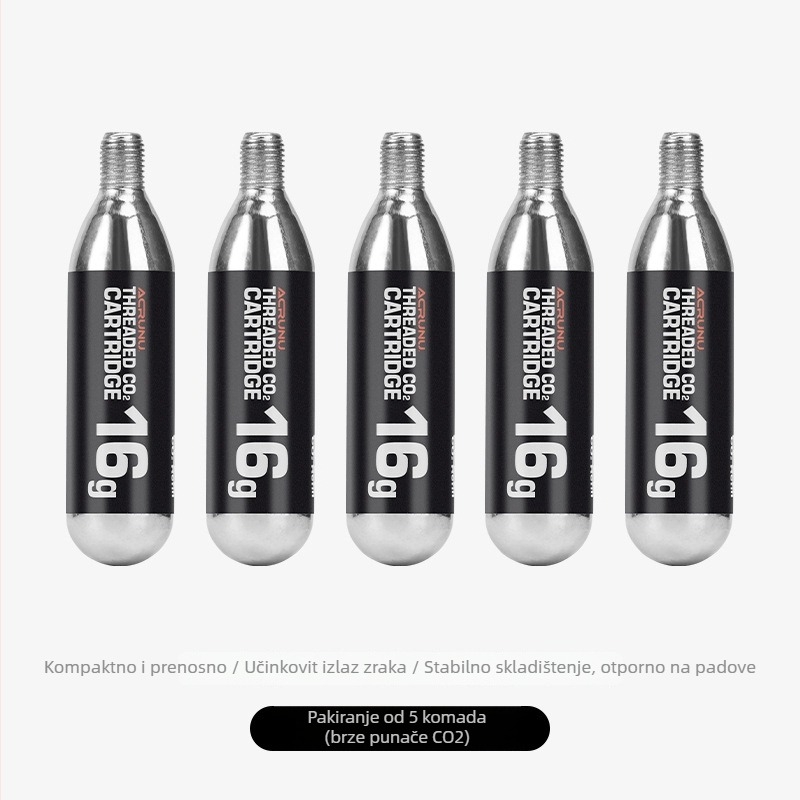 ACRUNU CO2 inflator za cestovni bicikl s vizualnim tlakomjerom, aluminijska legura, kompatibilan s Presta/Schrader ventilima, 130 g