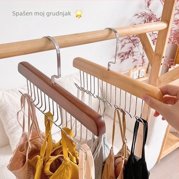 Drvena vješalica s osam kukica za odjeću, hlače i kravate; 1 kutija, 200 kom.