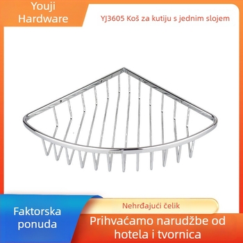 Kupaonski trokutasti kutni stalak s košarom, jednostupanjski, završna obrada: poliranje + kromiranje, nosivost 414