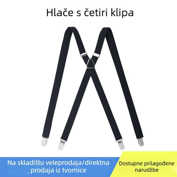 4-clip muške tregerice s podesivim elastičnim trakama, križnina straga, unisex