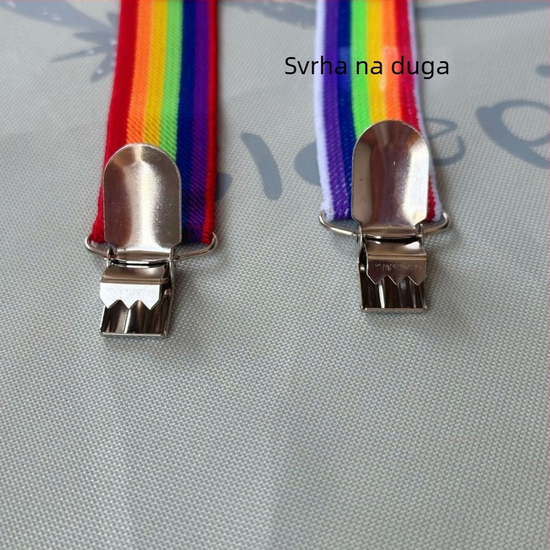 Unisex naramenice za hlače, elastični poliester, 3 kopče, prilagodljiva duljina, križne naramenice