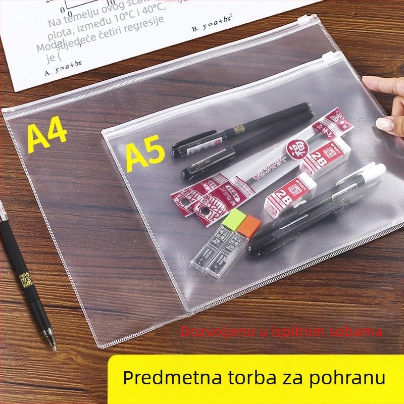 Plastična prozirna torbica za dokumente za ispite sa zatvaračem