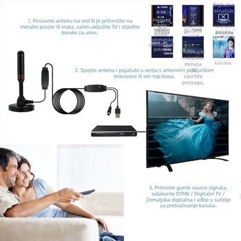 ZY Unutarnja automobilska DTMB/DVB-T2 antena s pojačivačem i produljenom usisnom kupom