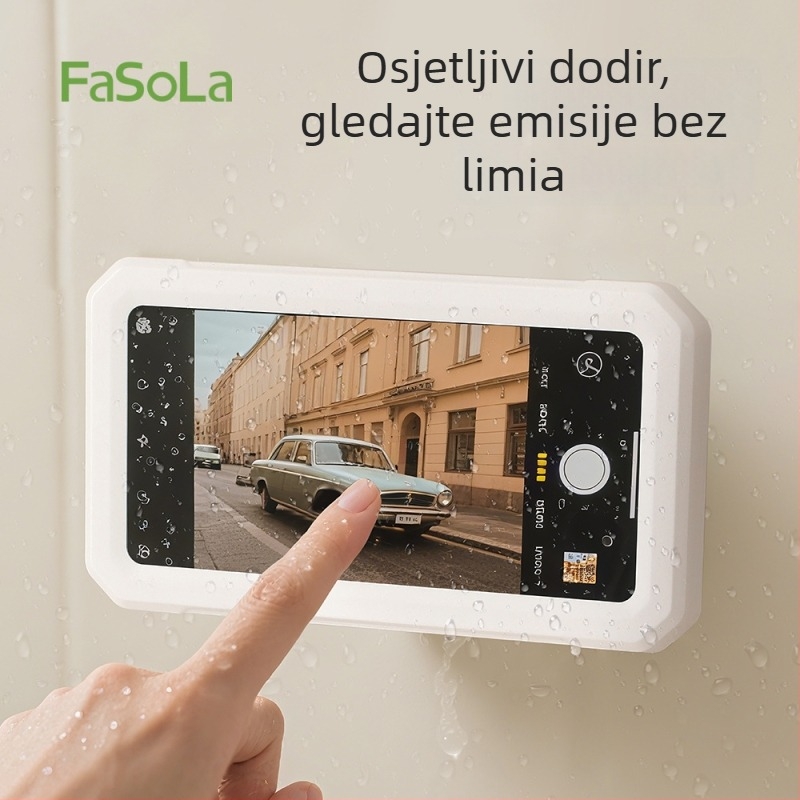 FaSoLa Vodootporan držač za telefon u kupaonici i skladišni stalak, 1 sloj, materijali ABS/PC/silikon/PET/304 nerđajući čelik + karbonska čelična + spužva, nosivost 1 kg, moderni minimalistički stil