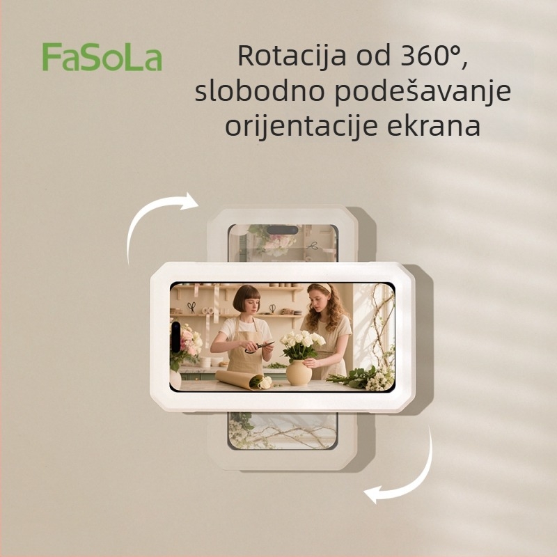 FaSoLa Vodootporan držač za telefon u kupaonici i skladišni stalak, 1 sloj, materijali ABS/PC/silikon/PET/304 nerđajući čelik + karbonska čelična + spužva, nosivost 1 kg, moderni minimalistički stil