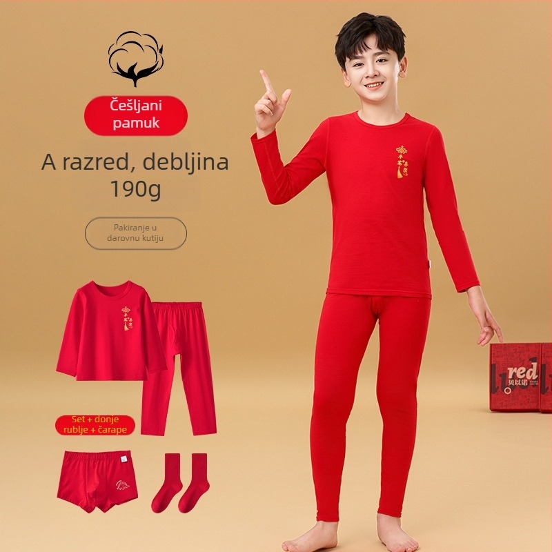 Dječji termalni komplet od pamuka, unisex, tanak, osnovni sloj za zimu i jesen