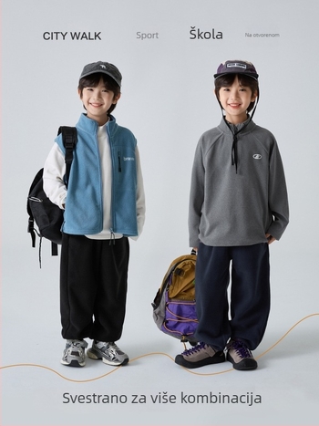 Dječje zimske hlače od flisa, korejskog stila, 100% poliester, za dječake starije od 8 godina