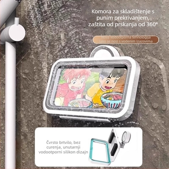 Vodootporan držač za telefon u kupaonici s premazom od sprejanog plastika i montažom bez bušenja (Materijal: plastika; Nosivost: 1-5 kg; Jednoslojni)