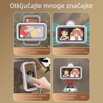 Vodootporan držač za telefon u kupaonici s premazom od sprejanog plastika i montažom bez bušenja (Materijal: plastika; Nosivost: 1-5 kg; Jednoslojni)