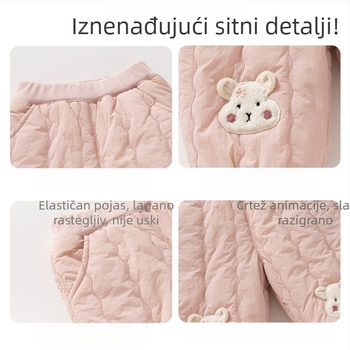 Dječje termalne hlače od pamuka s flis podstavom, srednji pojas, 90% pamuk, uzorak crtani, zima 2025