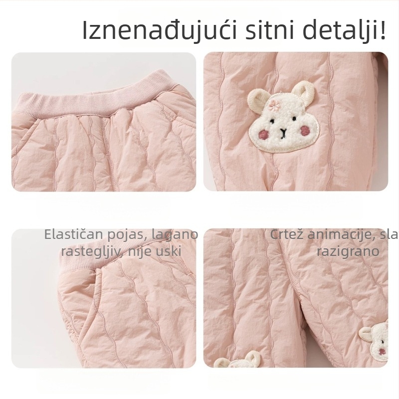 Dječje termalne hlače od pamuka s flis podstavom, srednji pojas, 90% pamuk, uzorak crtani, zima 2025