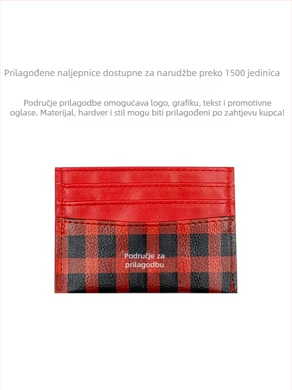 Qimo Ultra-tanki držač kartica – PU kožni mini novčanik za kovanice i kartice, s kariranim uzorkom, unisex, proljeće 2025