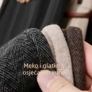 Ženske hlače od vunene smeše, debele za toplinu, podesiv pojas, gradski stil, zima 2025