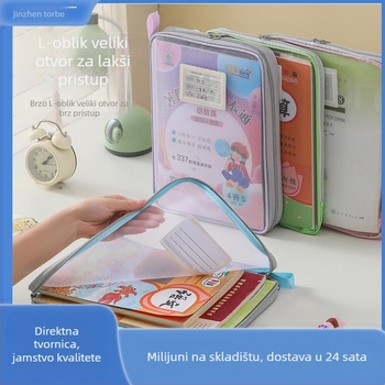 Najlon mrežasta dvostruka torba za pohranu, model 2121, stil ručne torbe, višenamjensko skladištenje dokumenata i fajlova