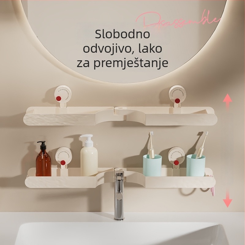 Polica za odlaganje ispred ogledala u kupaonici – plastična, polirana površina, Dopamin stil, nosivost 1–5 kg