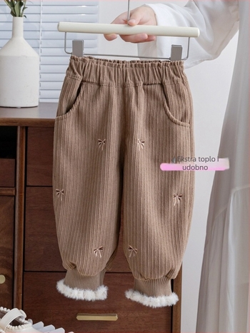 Dječje zimske hlače za djevojčice, pamuk, korejski stil casual, 80% pamuk, mekana obrada, cartoon uzorak