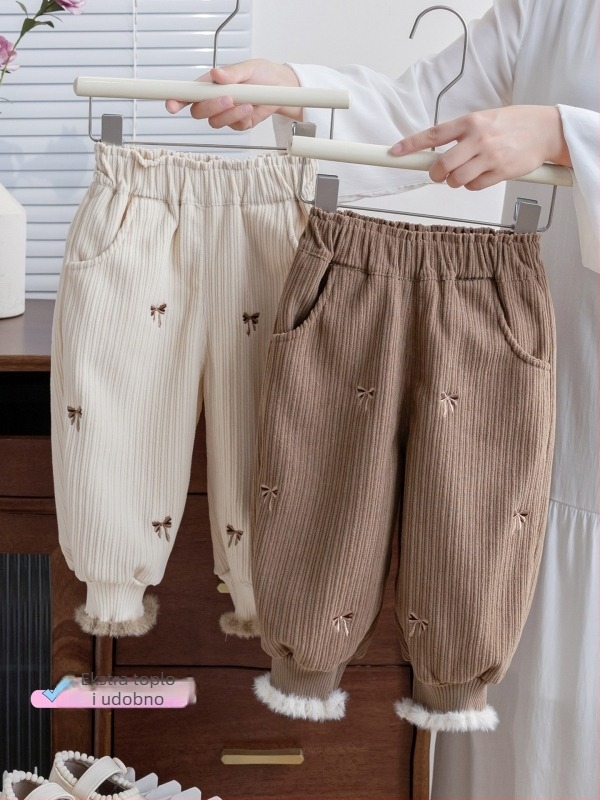 Dječje zimske hlače za djevojčice, pamuk, korejski stil casual, 80% pamuk, mekana obrada, cartoon uzorak