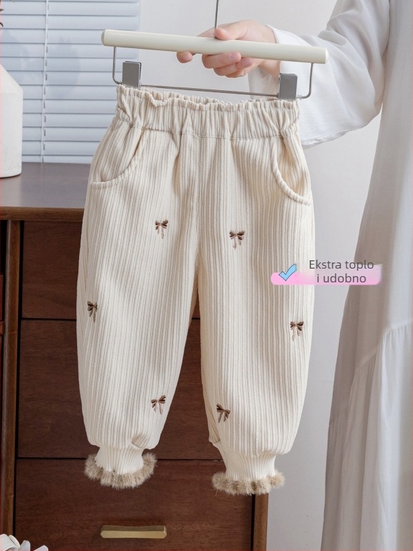 Dječje zimske hlače za djevojčice, pamuk, korejski stil casual, 80% pamuk, mekana obrada, cartoon uzorak