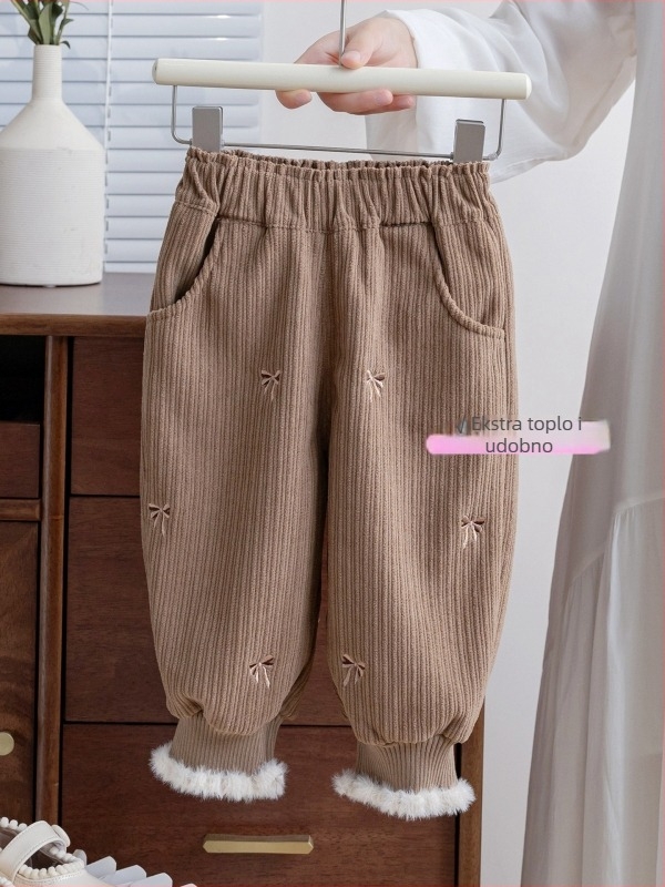 Dječje zimske hlače za djevojčice, pamuk, korejski stil casual, 80% pamuk, mekana obrada, cartoon uzorak